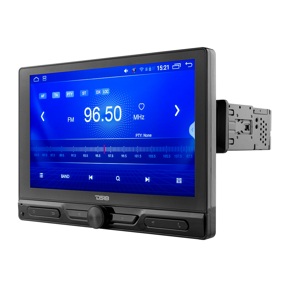 DS18 10.5" Floating Rotating Swivel Modular Touchscreen Mechless Single-DIN Headunit with Bluetooth, Mirror Link, USB, Gps and Android 10 (4x64GB)