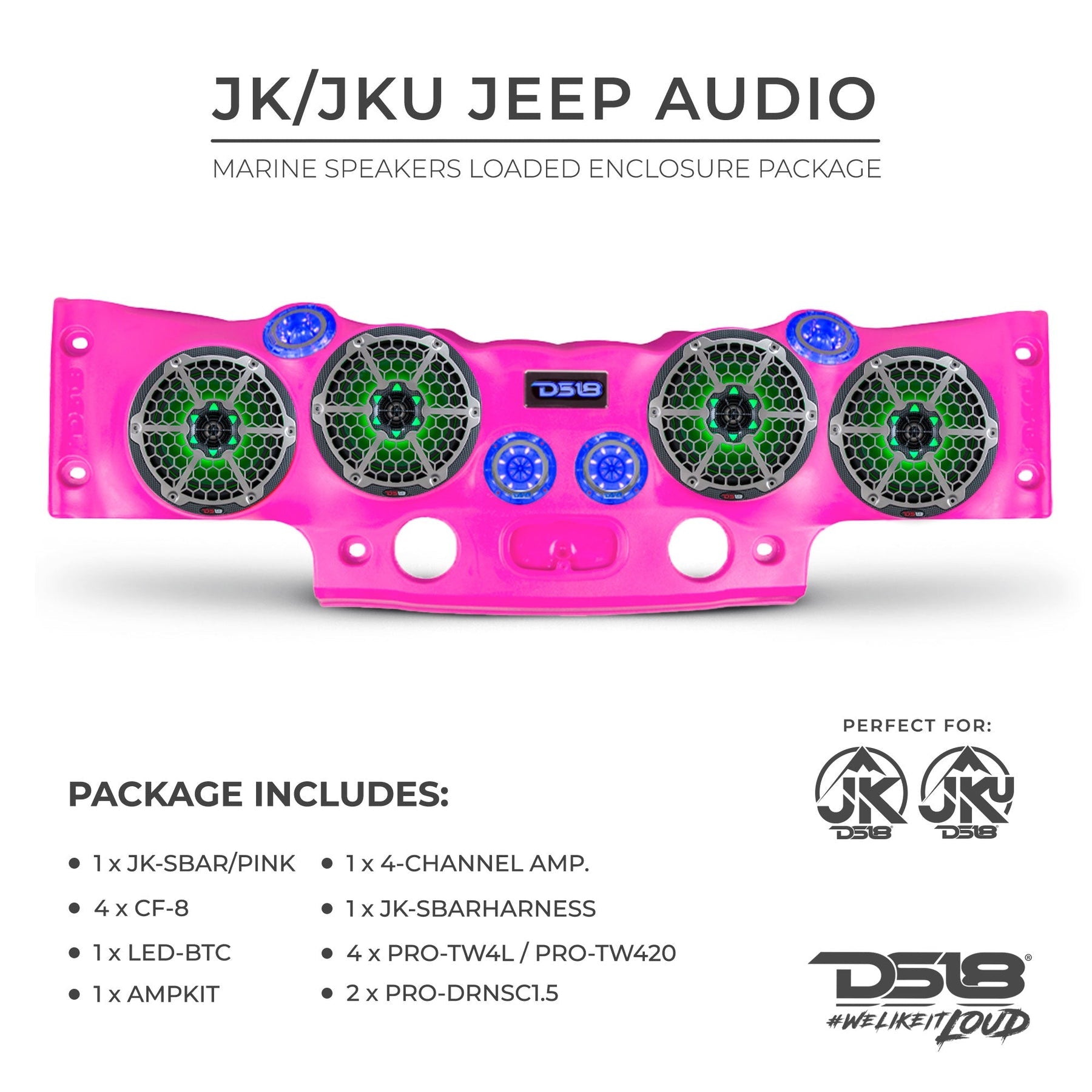 DS18 Jeep JK/JKU Loaded Sound Bar Combo
