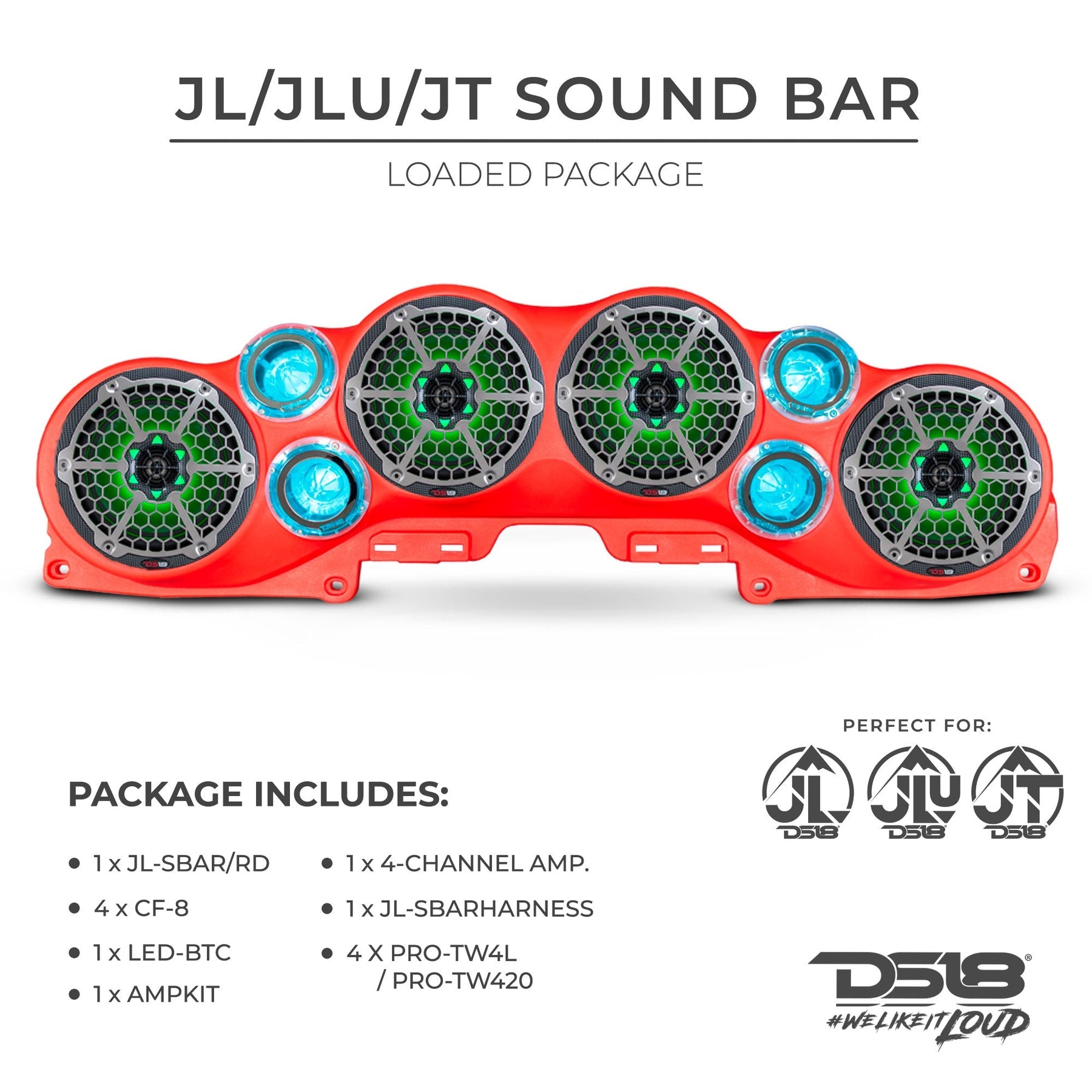 DS18 Jeep JL / JT (Gladiator) Loaded Soundbar Combo